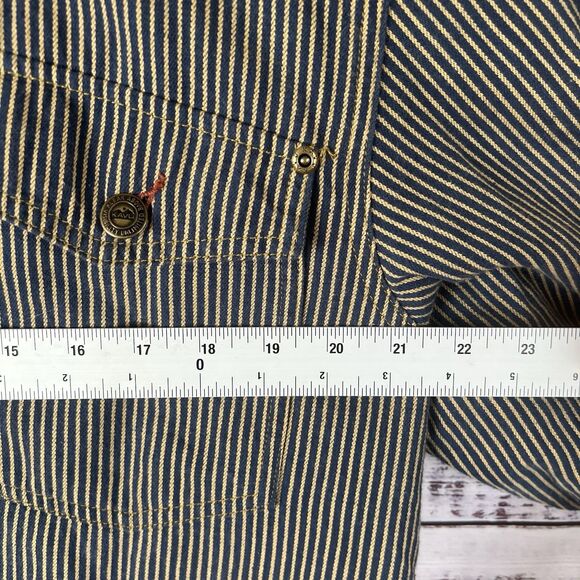 Kavu Sherpa Lined Hickory Railroad Stripe Chore Coat XXL Workwear Shirt Jacket - Picture 14 of 15